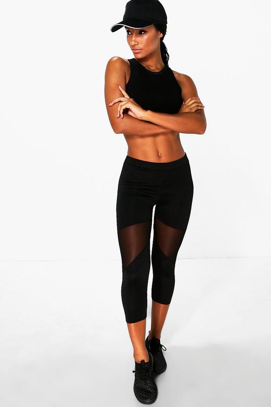 Emily Mesh Panel Capri Running Legging